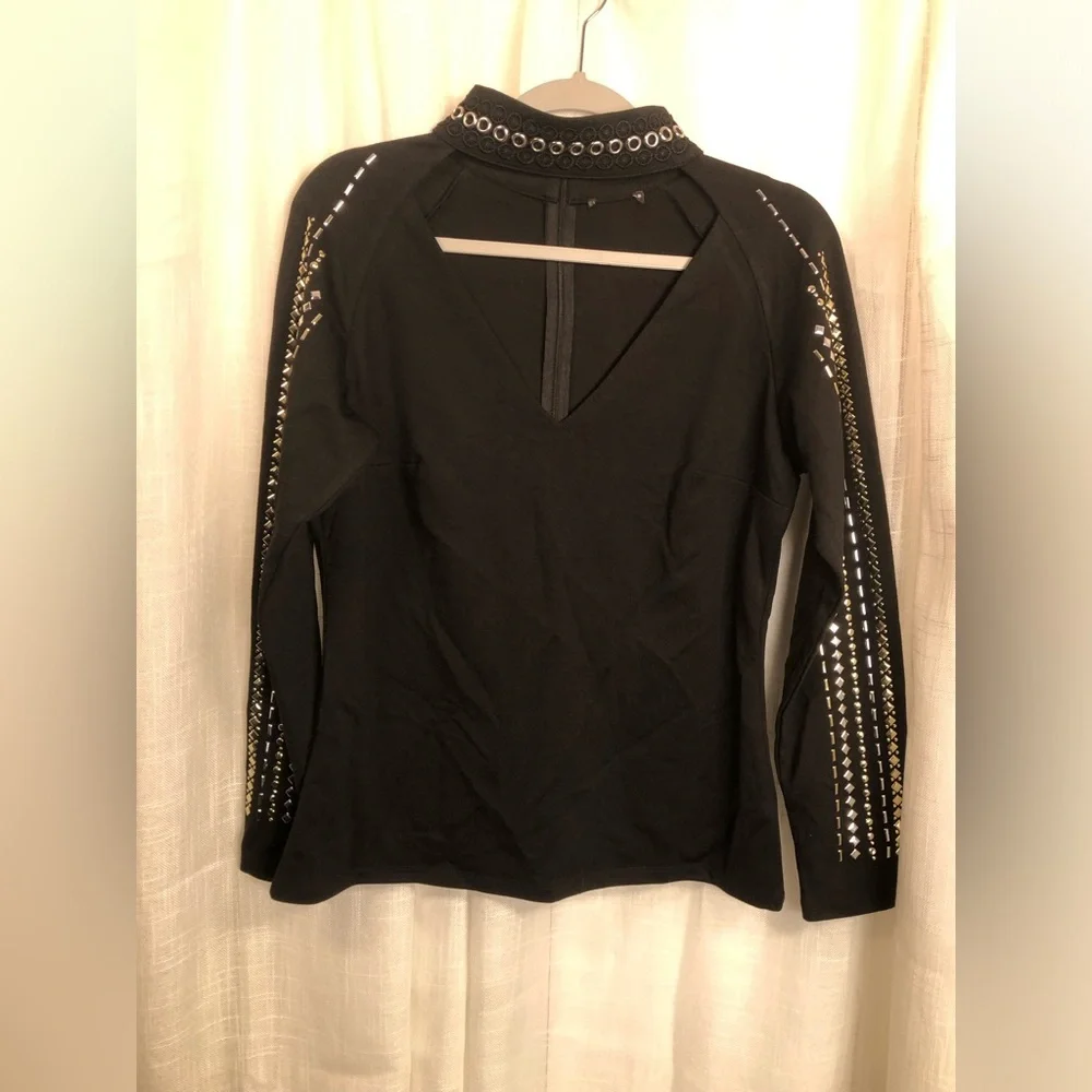 Black Studded Women's Top - Picture 2 of 11